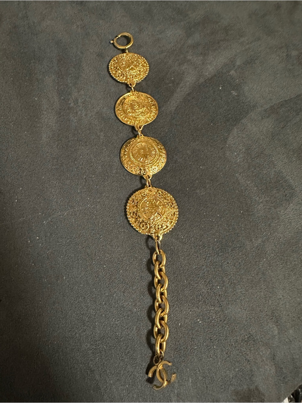 CHANEL Gold Coin Medallion Link Bracelet with CC Charm - Picture 11 of 13